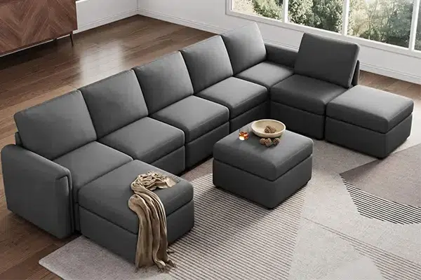 El sofá modular seccional ofrece opciones de asientos versátiles - SUNSGOODS - SUNSGOODS El sofá seccional modular ofrece opciones de asientos versátiles.