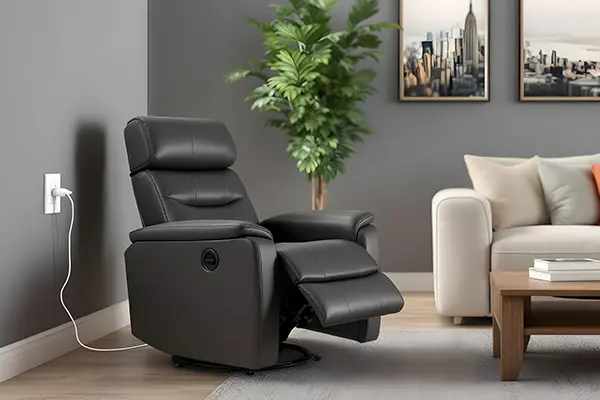 Cómodo sillón reclinable negro con diseño moderno - SUNSGOODS - SUNSGOODS Cómodo sillón reclinable negro con diseño moderno.