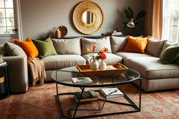 Sofá vibrante en forma de L con colores llamativos - SUNSGOODS - SUNSGOODS Sofá vibrante en forma de L con colores llamativos