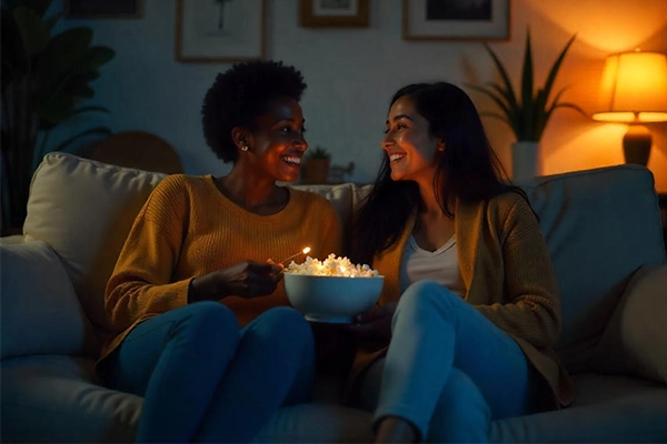 Acogedora noche de cine en un cómodo sofá - SUNSGOODS - SUNSGOODS Acogedora noche de cine en un cómodo sofá