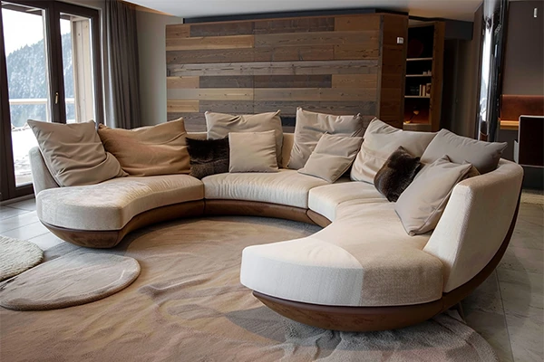 Sofá seccional curvo profundo con base de madera - SUNSGOODS - SUNSGOODS Sofá seccional curvo profundo con base de madera