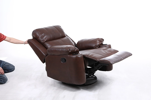 Sillón reclinable giratorio con tapicería de cuero suave - SUNSGOODS - SUNSGOODS Sillón reclinable giratorio con tapicería de cuero suave.