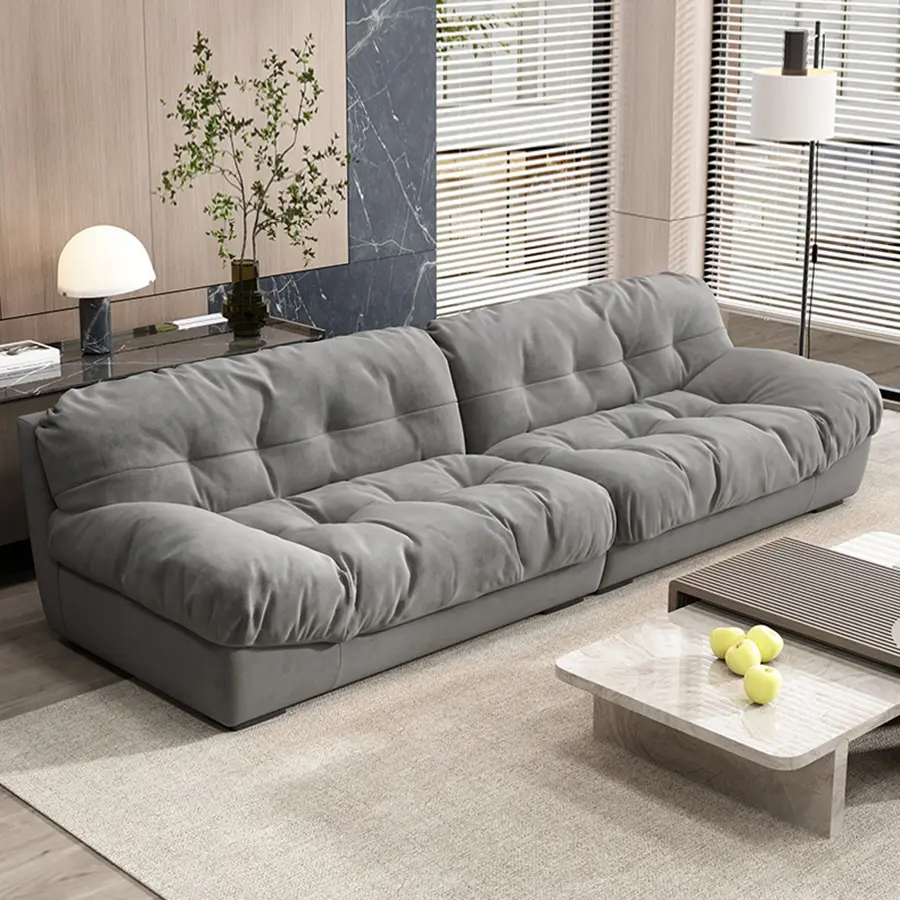 Sofá moderno gris ZD S004 en ambiente de sala de estar.