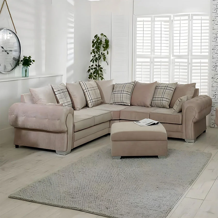 Configuración del sofá esquinero beige BM S001