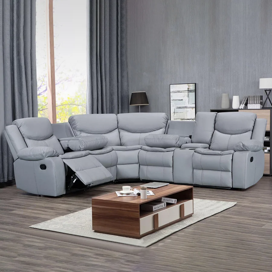Vista del conjunto de sofá reclinable moderno TS S002