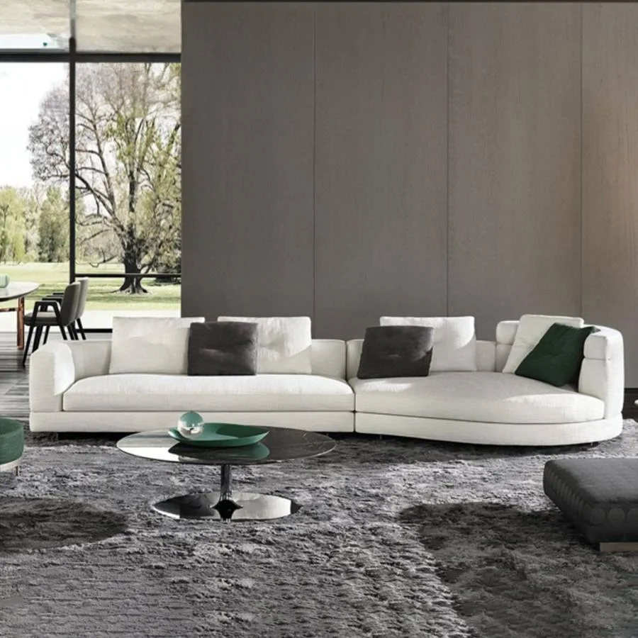 Sofá seccional curvo blanco ZD S003