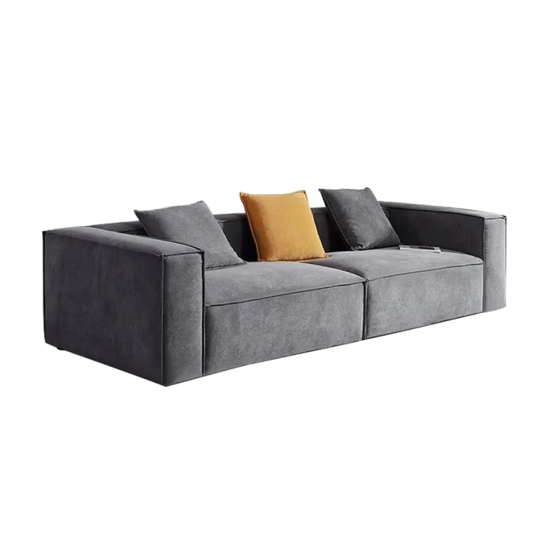 Vista frontal del sofá minimalista gris JC S006