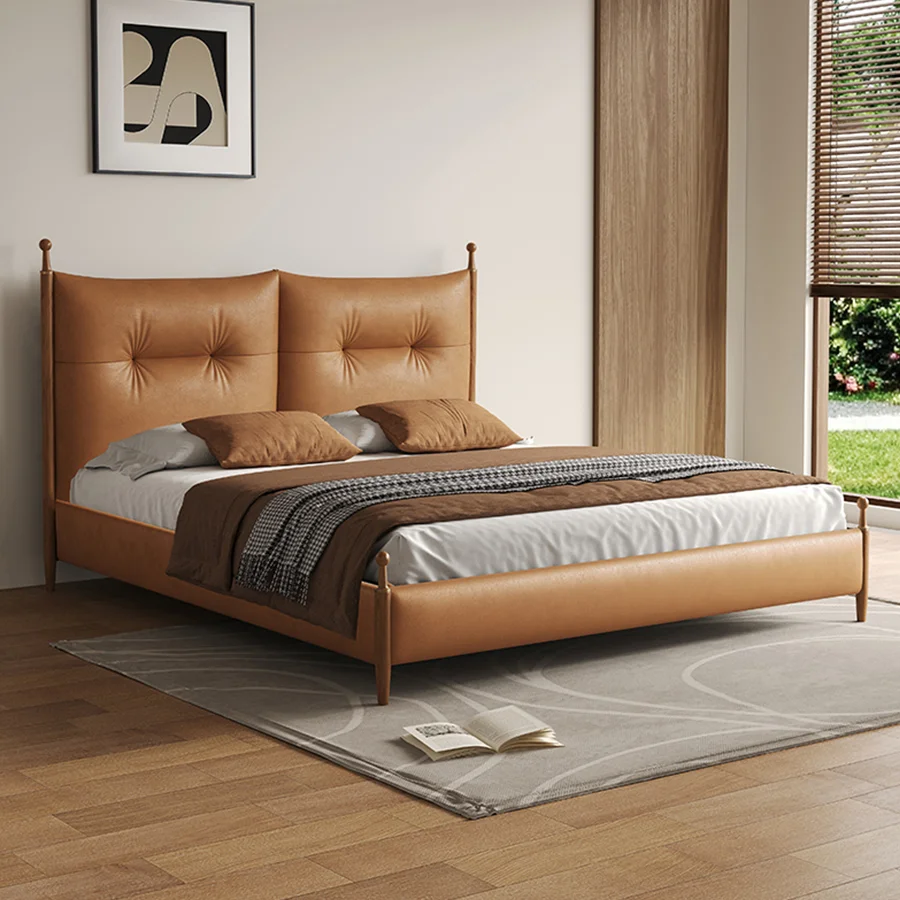 Cama de cuero HZY B005 en la habitación