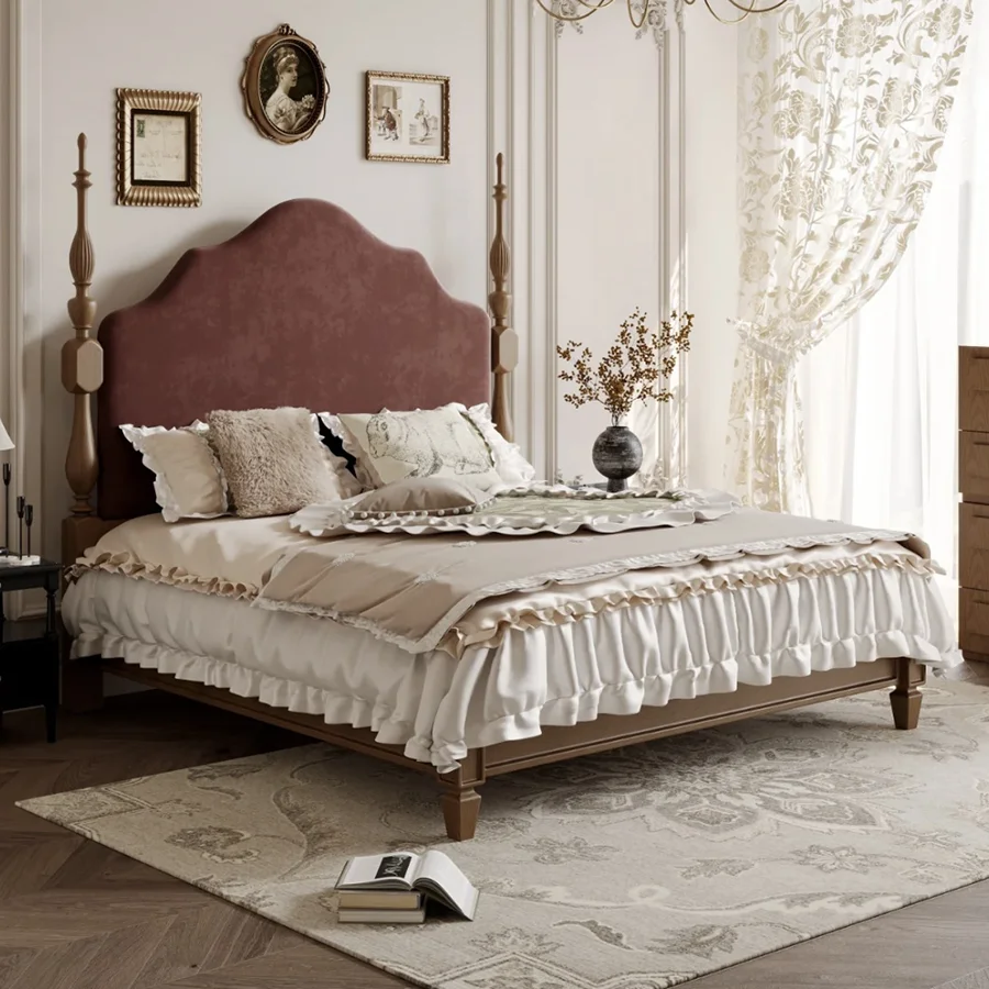 HZY B006 Diseño de cama vintage elegante