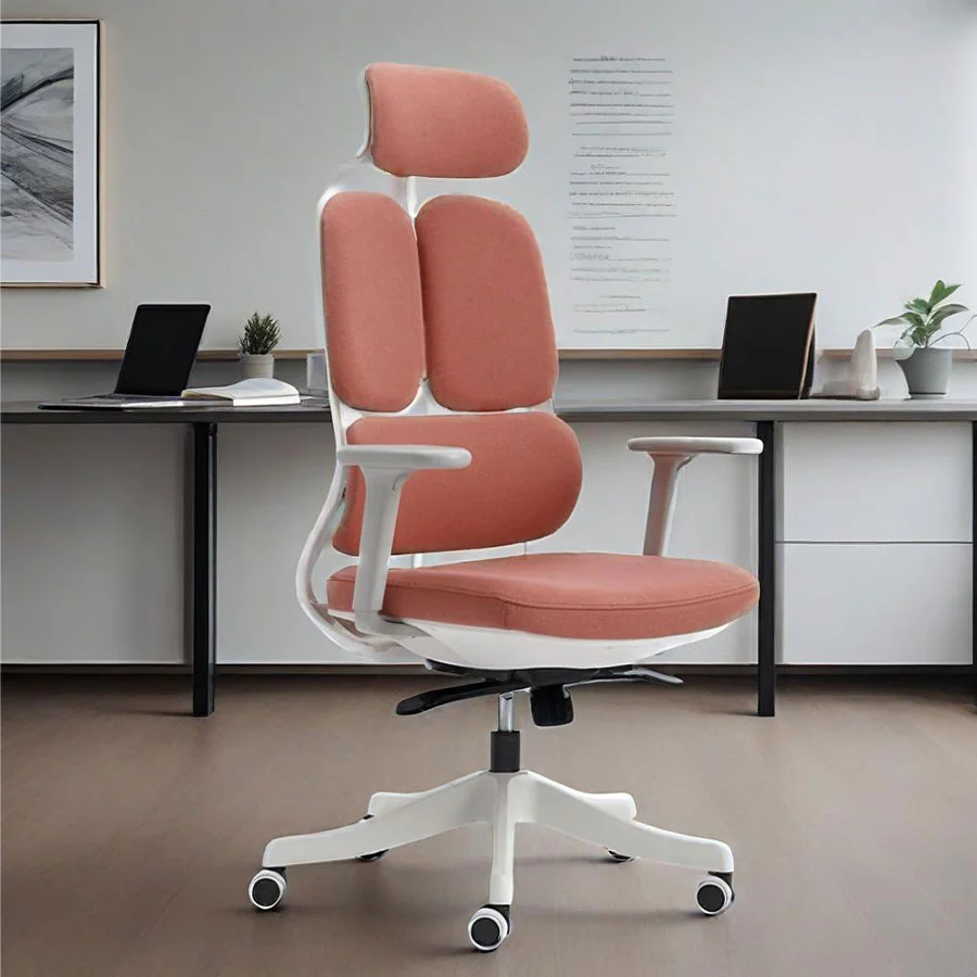 Silla de oficina moderna roja con soporte multiposición