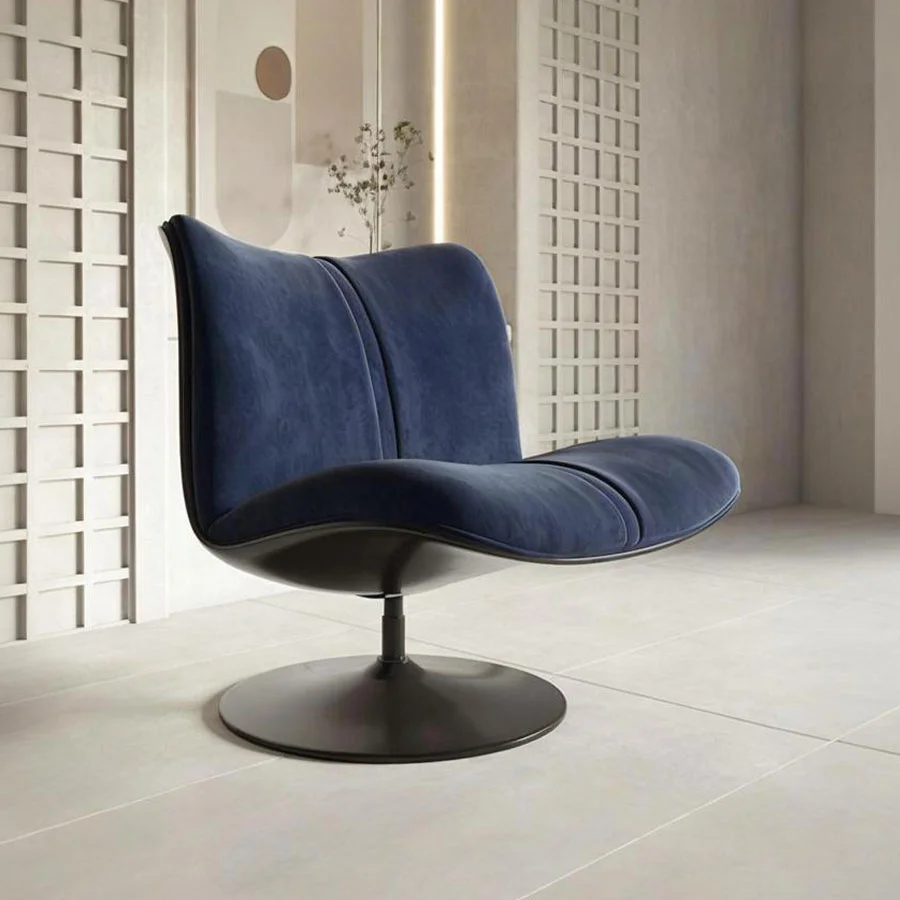 Elegante y moderna butaca curva azul