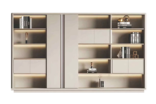 Estantería moderna de pared con iluminación