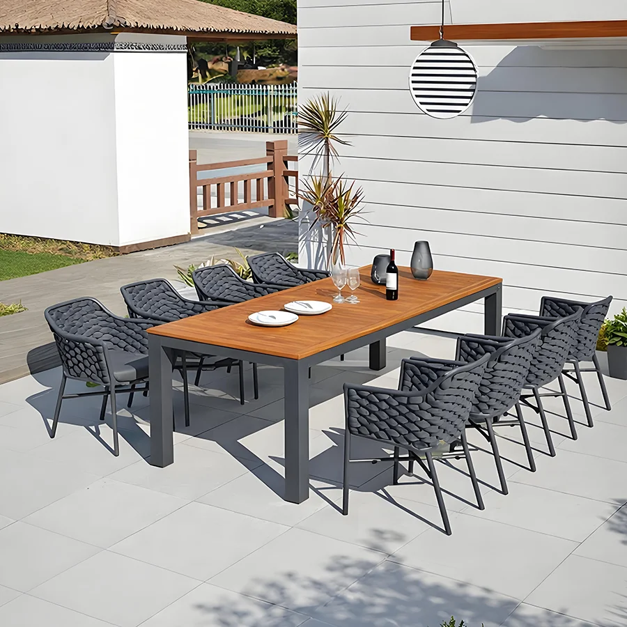 Conjunto de comedor de lujo para exteriores, ideal para el jardín.