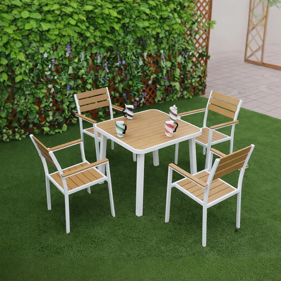 Conjunto de comedor minimalista para jardín para 4 personas