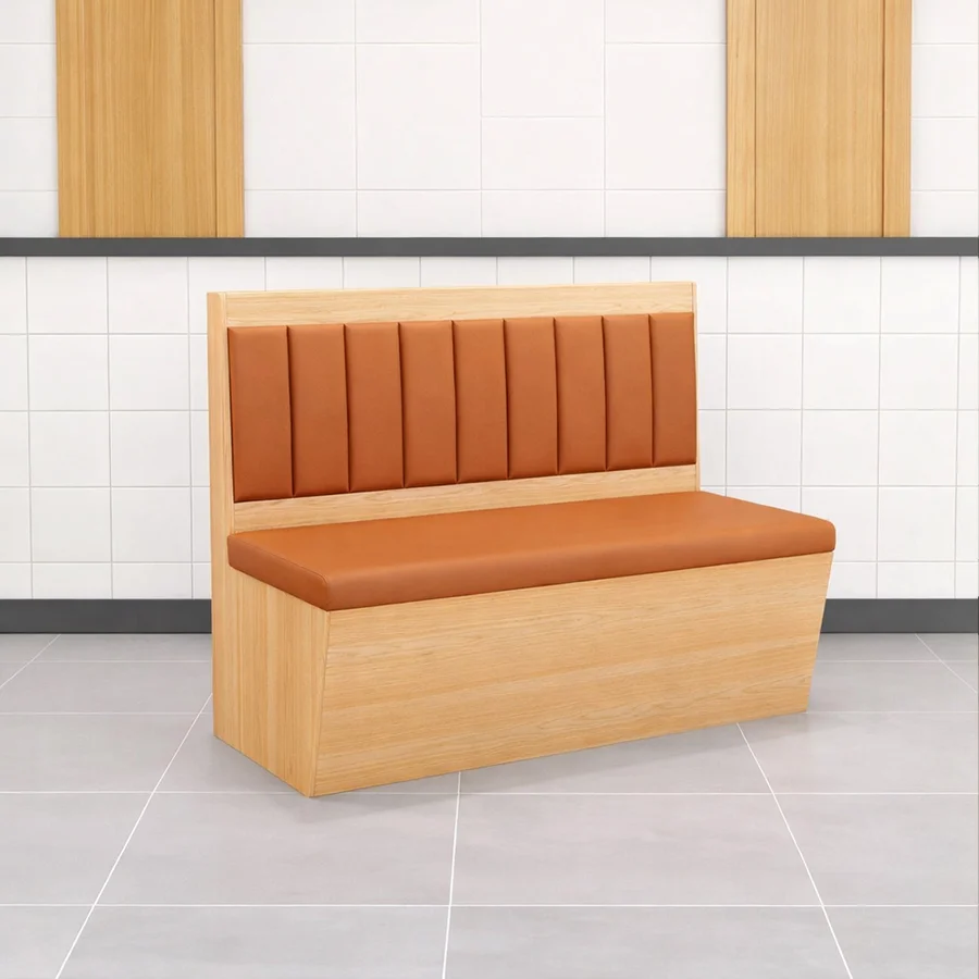 Cabina de restaurante elegante de cuero naranja