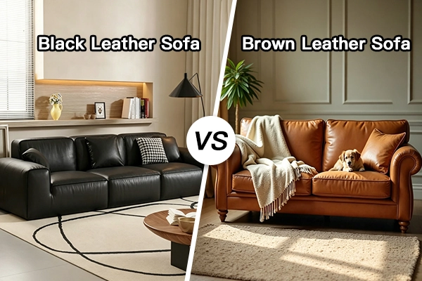 Sofá de cuero negro vs. sofá de cuero marrón - SUNSGOODS - SUNSGOODS Sofá de cuero negro vs. sofá de cuero marrón