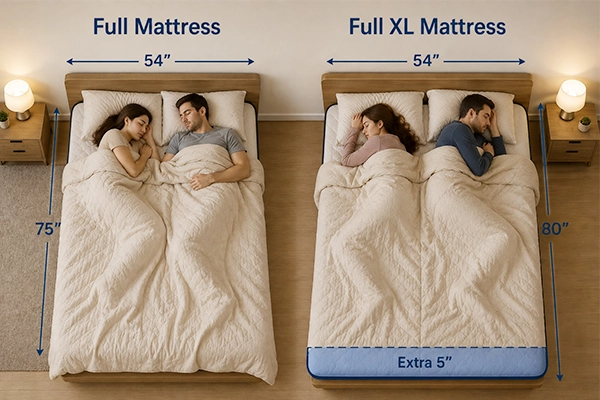 Full vs Full XL Mattress Sleeping Space - SUNSGOODS Full vs Full XL Mattress Sleeping Space