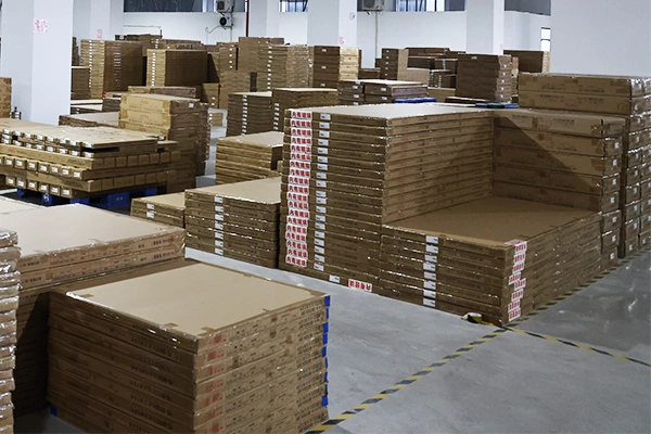 Furniture Factory Warehouse with Stacked Packaging Materials