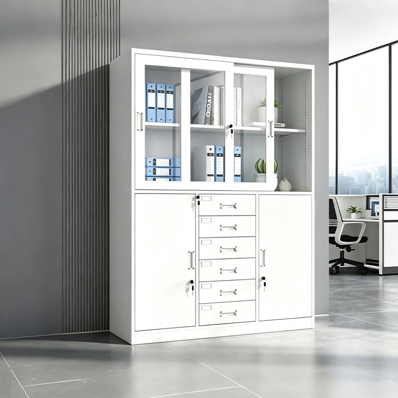 Archivador de oficina con puerta de cristal