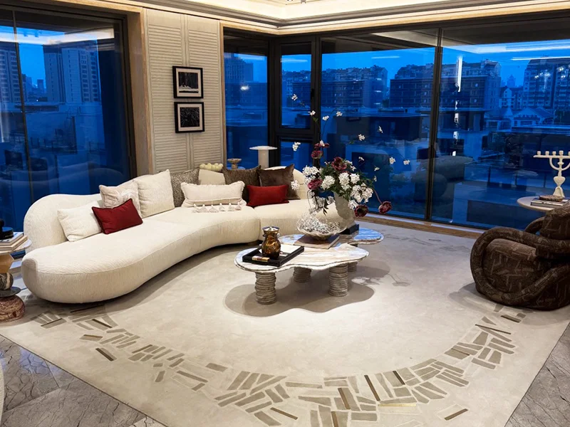 Luxury Apartment Living Room with Panoramic City View