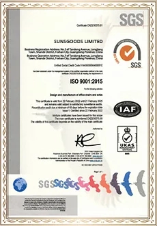 SGS ISO 90012015 Quality Certification for Furniture Factory