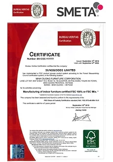 SMETA Ethical Audit Certificate for Furniture Manufacturing 1